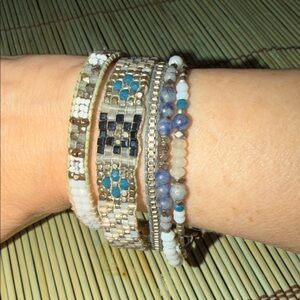 Chic Mosaic Bracelet Set - Silver and Blue